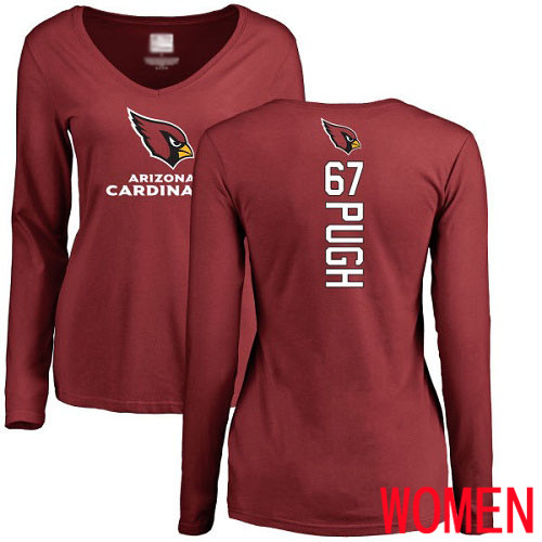 Arizona Cardinals Maroon Women Justin Pugh Backer NFL Football #67 Long Sleeve T Shirt